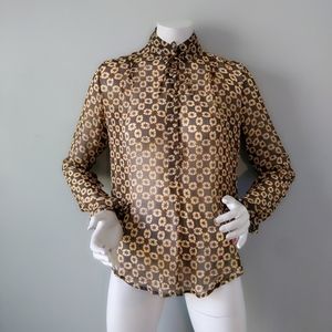 NWT Isaac Mizrahi Target Silk Batik Tie Dye Star Sand Dollar Print Silk Blouse S